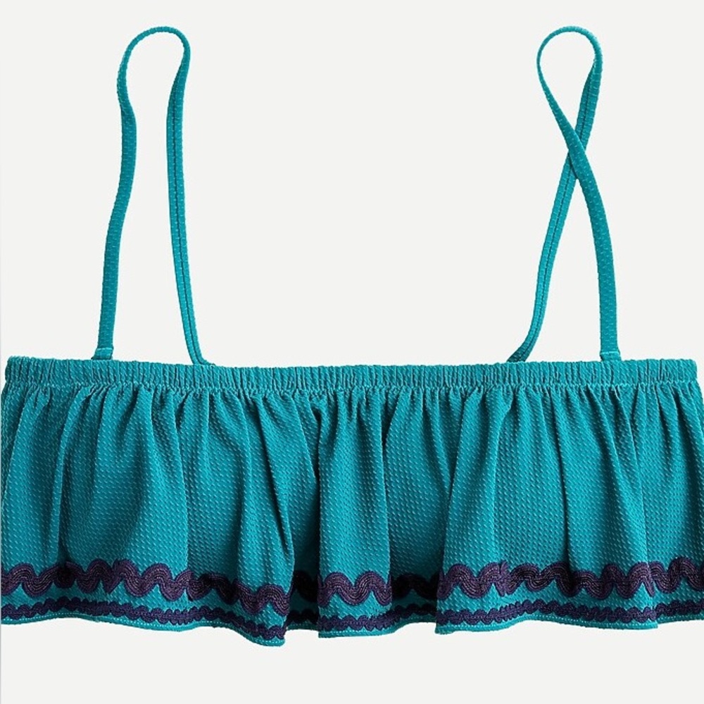 J.Crew Bandeau ruffle bikini top with rickrack
